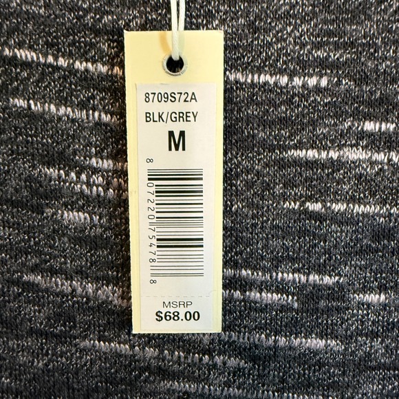 Max Studio fits a Large OS Medium Tie-Front Top Black Grey 3/4 Sleeve NWT - Picture 2 of 8